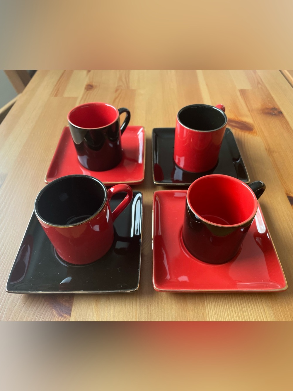 Red and Black Espresso Cup & Saucer Set